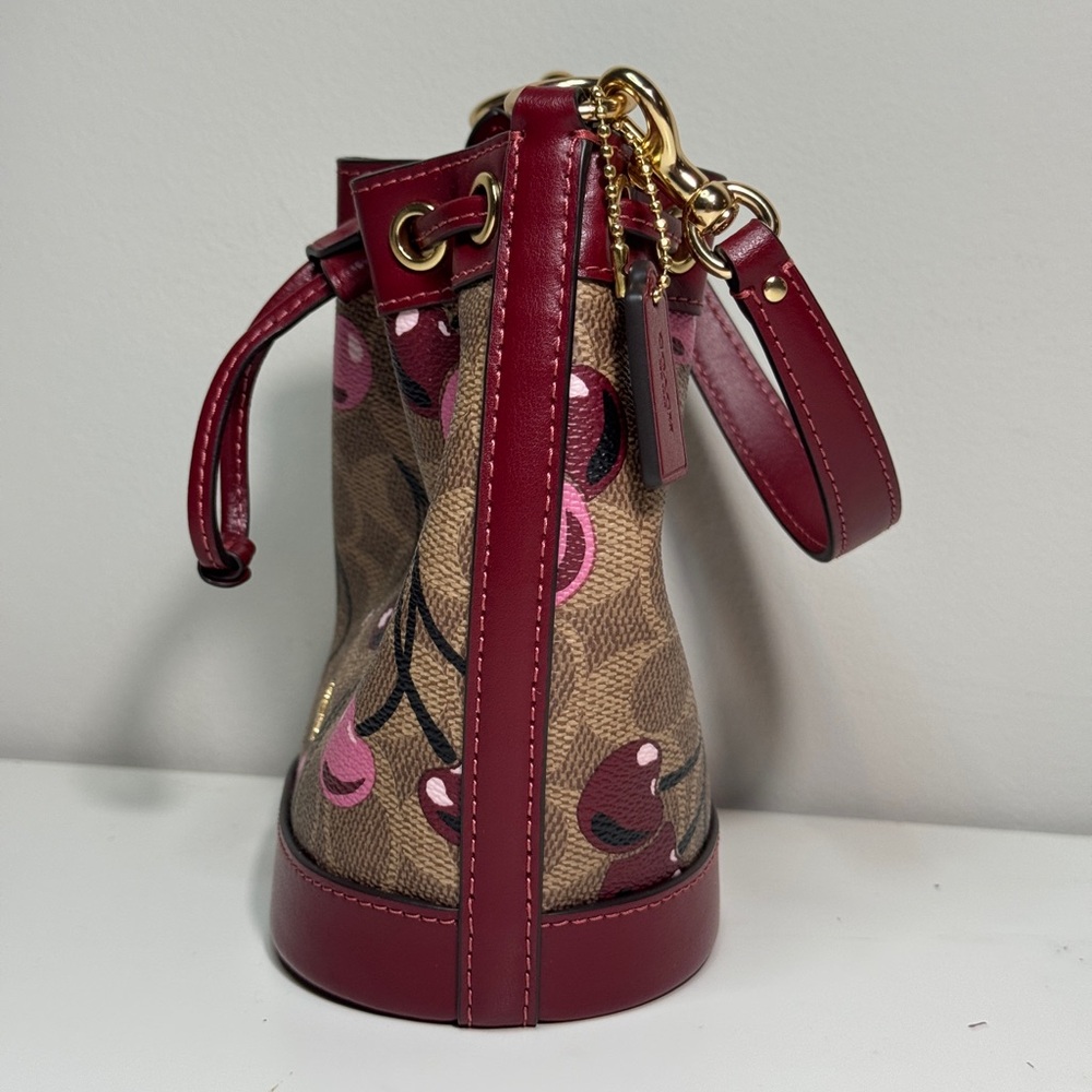 Coach Cherry Print Crossbody Bag - Red and Brown - Picture 3 of 7